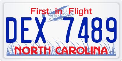 NC license plate DEX7489