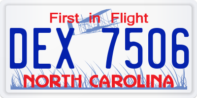 NC license plate DEX7506