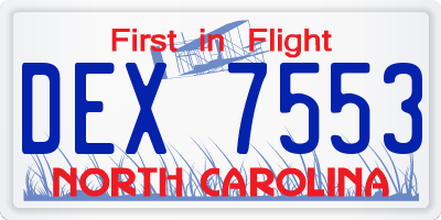NC license plate DEX7553