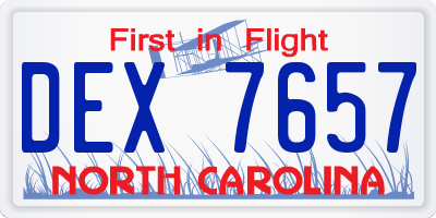 NC license plate DEX7657