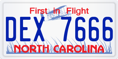 NC license plate DEX7666