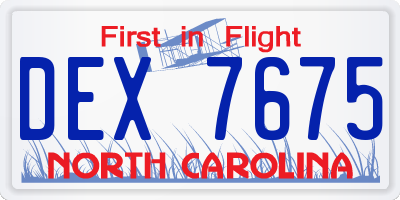 NC license plate DEX7675