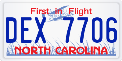 NC license plate DEX7706