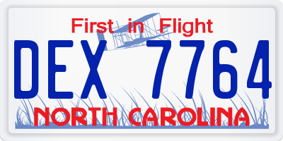 NC license plate DEX7764