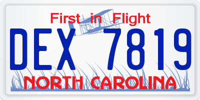 NC license plate DEX7819