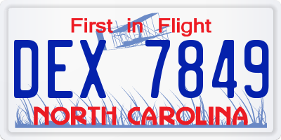NC license plate DEX7849