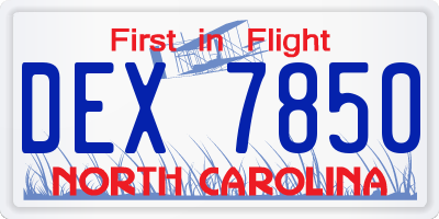 NC license plate DEX7850