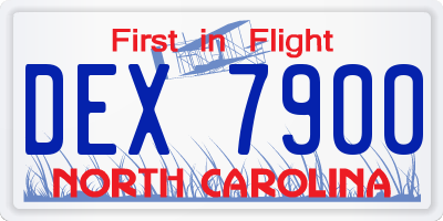 NC license plate DEX7900