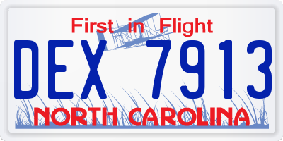 NC license plate DEX7913