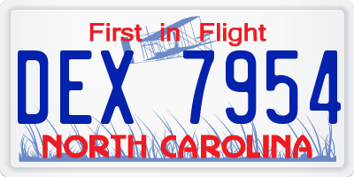 NC license plate DEX7954