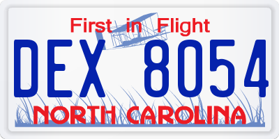 NC license plate DEX8054