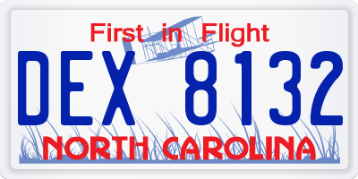 NC license plate DEX8132