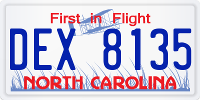 NC license plate DEX8135
