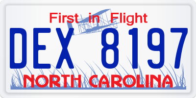 NC license plate DEX8197