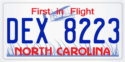 NC license plate DEX8223