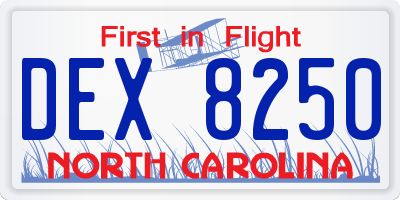 NC license plate DEX8250