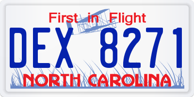 NC license plate DEX8271