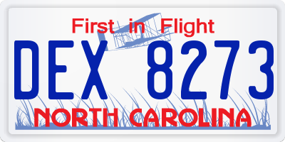 NC license plate DEX8273