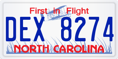NC license plate DEX8274