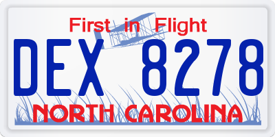 NC license plate DEX8278