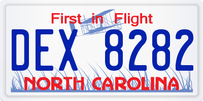 NC license plate DEX8282