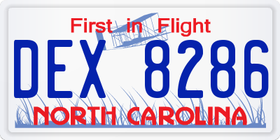 NC license plate DEX8286