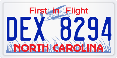 NC license plate DEX8294