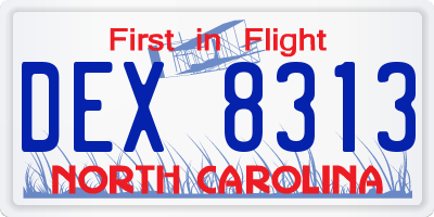 NC license plate DEX8313