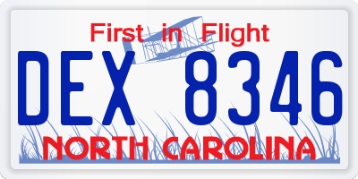 NC license plate DEX8346