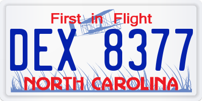NC license plate DEX8377