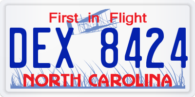 NC license plate DEX8424
