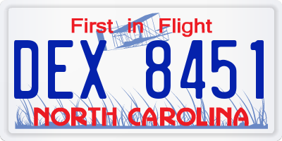 NC license plate DEX8451