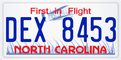 NC license plate DEX8453
