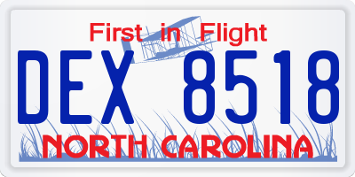 NC license plate DEX8518