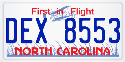 NC license plate DEX8553