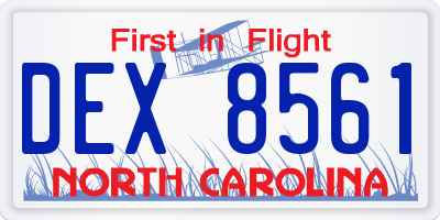 NC license plate DEX8561