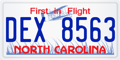 NC license plate DEX8563