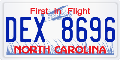 NC license plate DEX8696