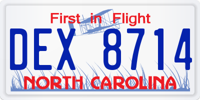 NC license plate DEX8714