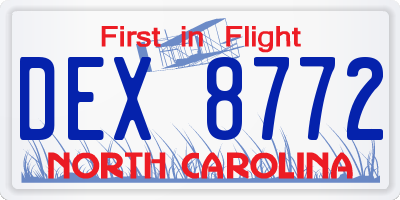 NC license plate DEX8772