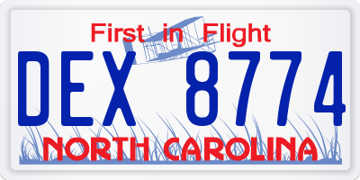 NC license plate DEX8774