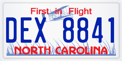 NC license plate DEX8841