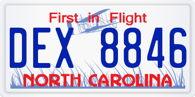 NC license plate DEX8846