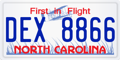 NC license plate DEX8866