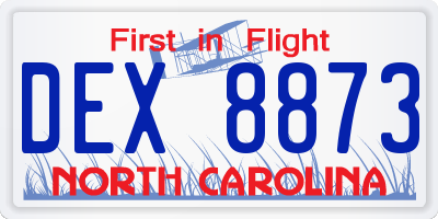 NC license plate DEX8873