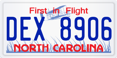 NC license plate DEX8906