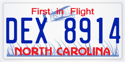 NC license plate DEX8914
