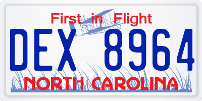 NC license plate DEX8964