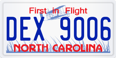 NC license plate DEX9006