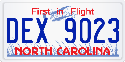 NC license plate DEX9023